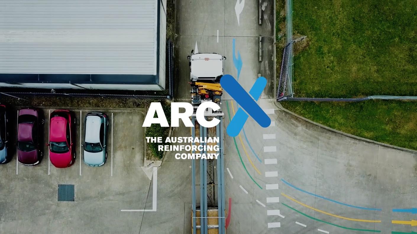 Australian Reinforcing Company truck and transparent logo overlay