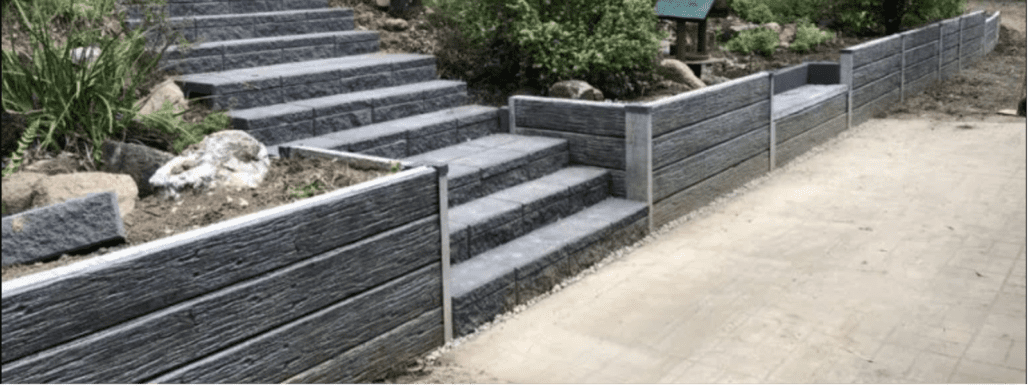 TAG prepaid deal timber look concrete sleepers retaining wall and steps