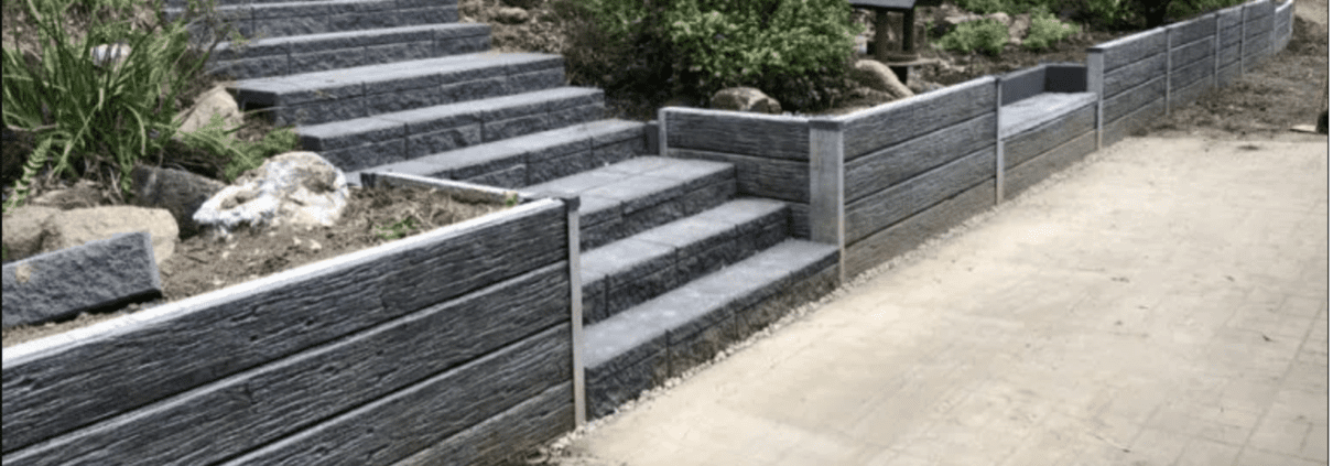 TAG prepaid deal timber look concrete sleepers retaining wall and steps
