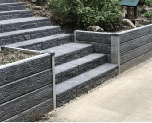 TAG prepaid deal timber look concrete sleepers retaining wall and steps