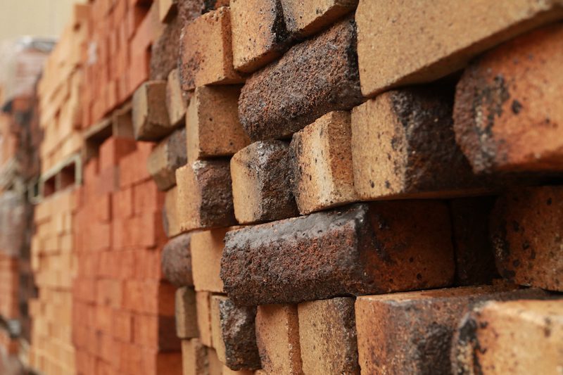 Common bricks of different colours and textures
