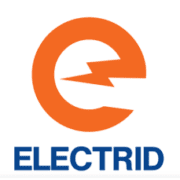 Electrid logo written in a dark blue font with a large orange 'e' on top