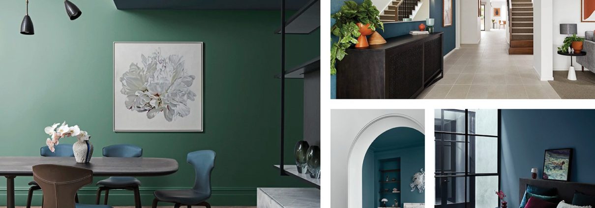 Collage of Dulux Colour Trends throughout a modern architectural home