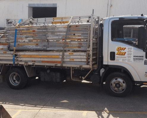 City Hire Truck with Supplies loaded and ready for delivery