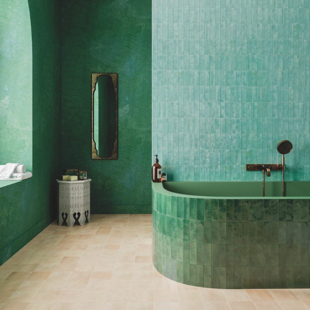 National Tiles morrocan inspired bathroom green tiles