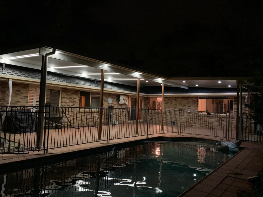 Delta Panels skylights at night pool