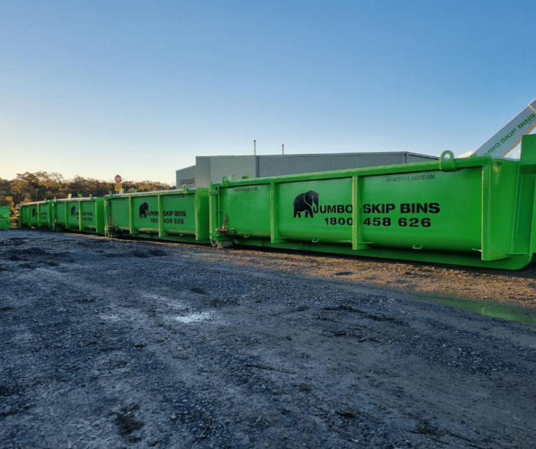 Jumbo Skip Bins row of big commercial bins