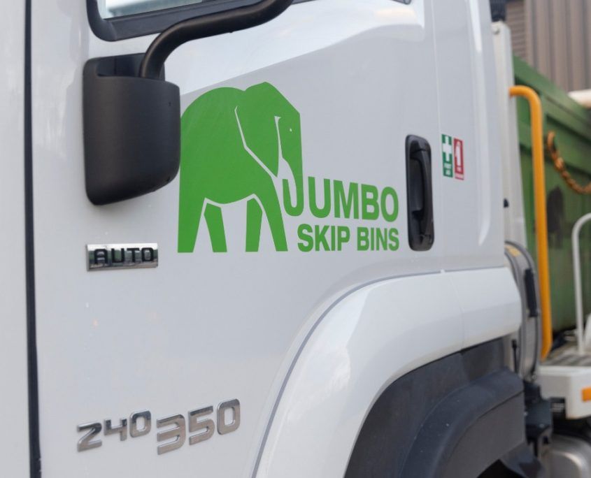 Jumbo skip bins truck logo