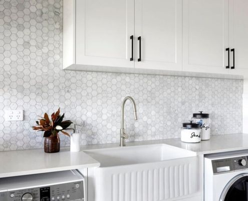 cook and bathe mosaic kitchen splashback farmhouse sink