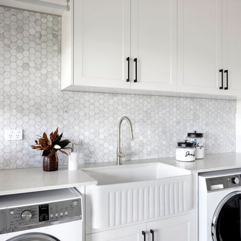 cook and bathe mosaic kitchen splashback farmhouse sink