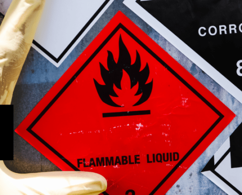 know the hazards hand with hazardous chemical signs