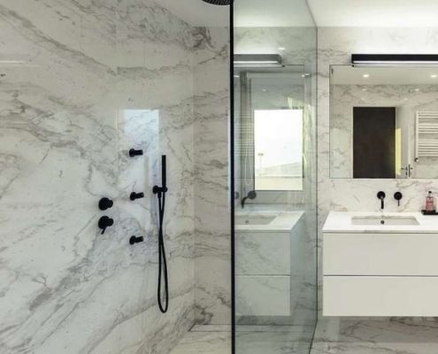 shower screens melbourne modern marble bathroom with black tapware