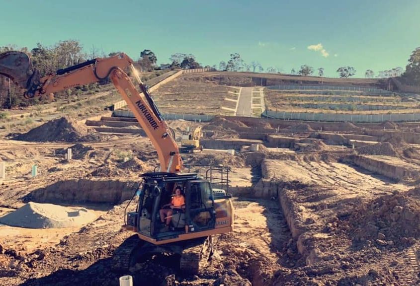 kirkbride excavation big digger on site drainage job