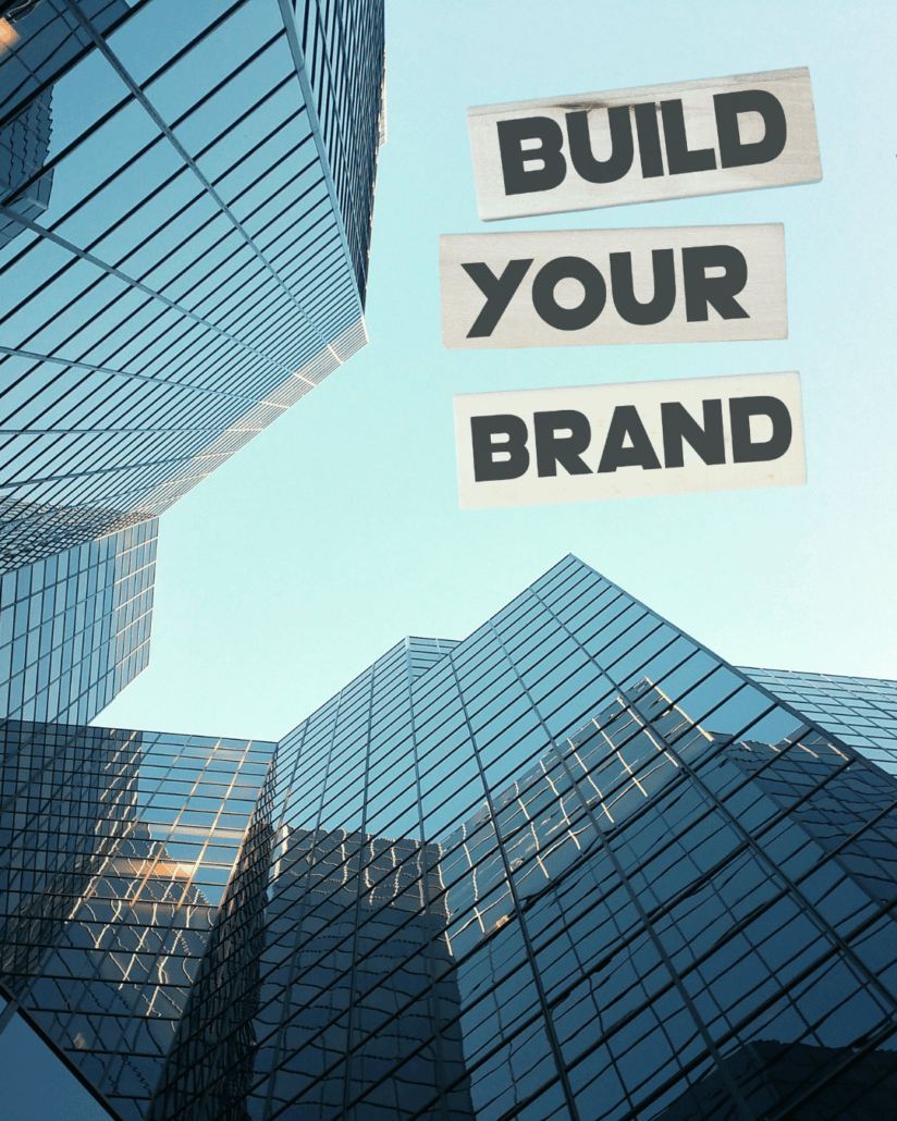 Build Your Brand imagery with city buildings behind