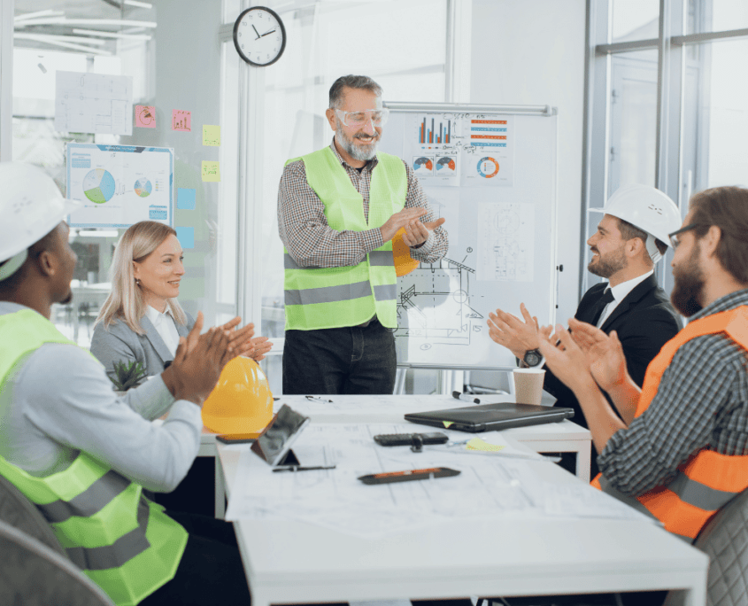 builders around business table