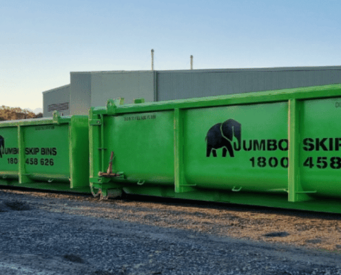 Jumbo Skip Bins in a row