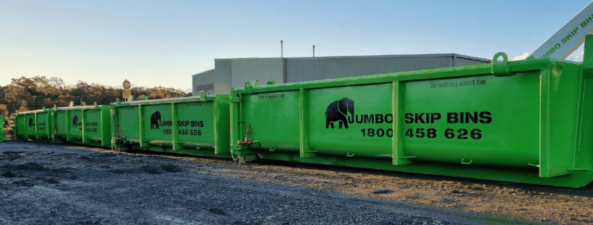 Jumbo Skip Bins in a row