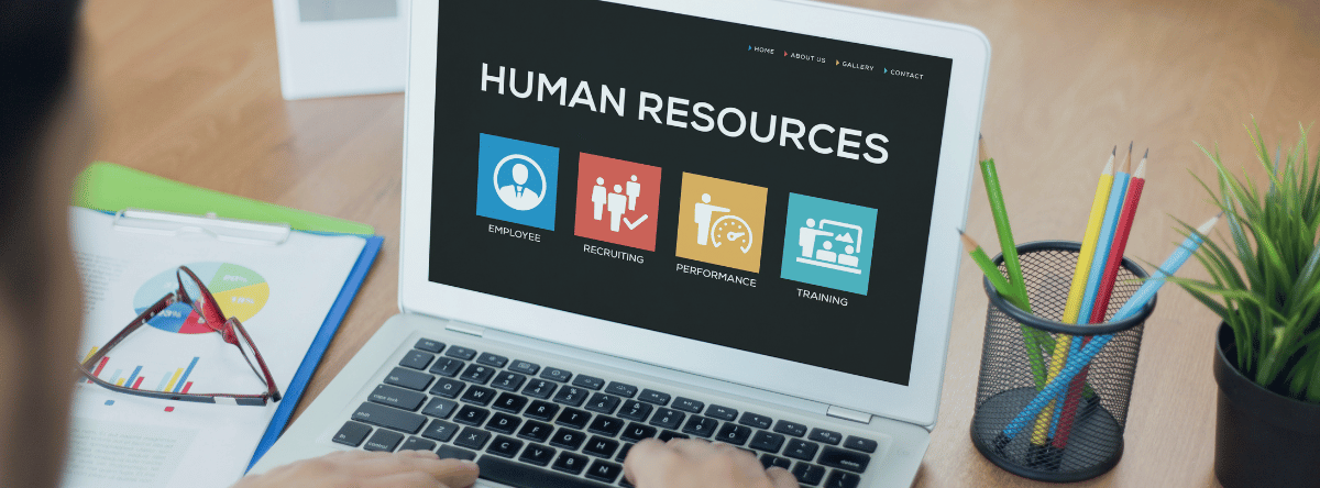 human resources on laptop on work desk