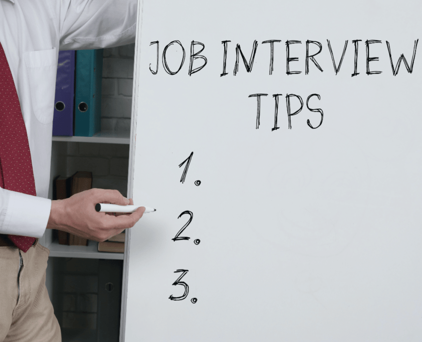 job interview tips written on whiteboard