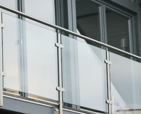 steel balustrading with glass
