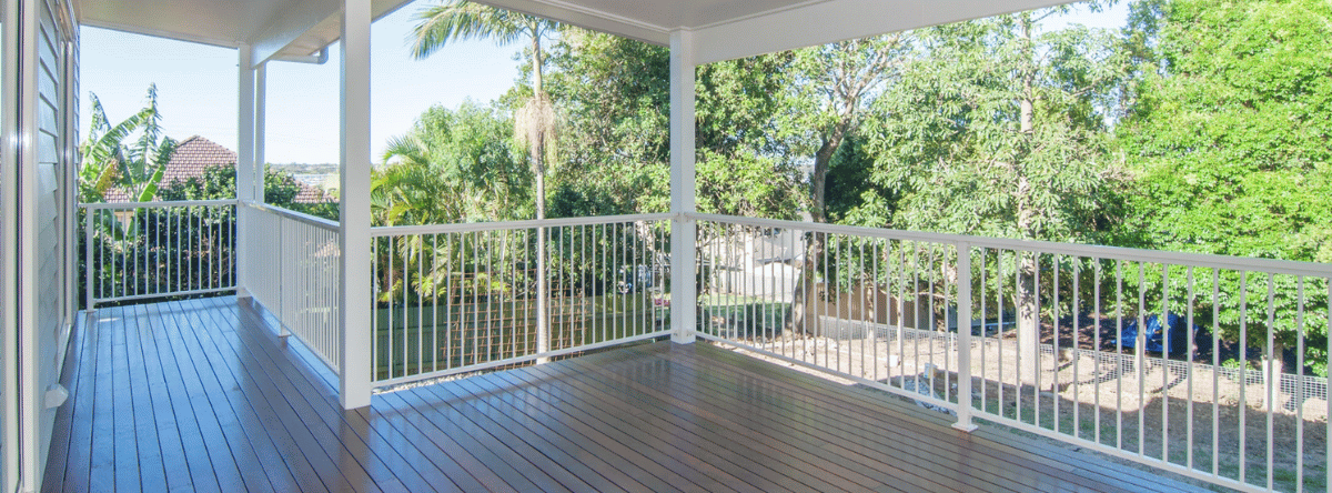 white aluminium balustrade on deck