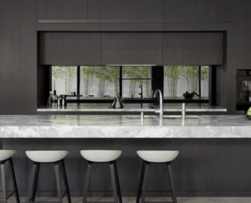 glass splashbacks luminae modern black kitchen
