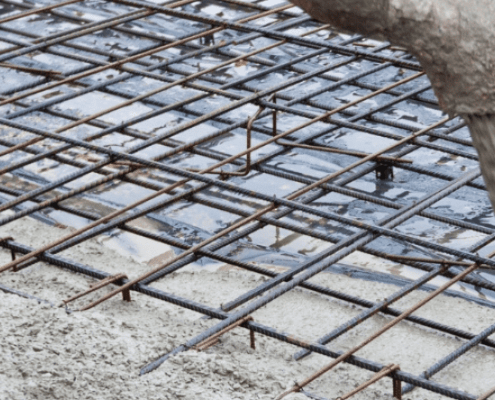 concrete pour into rebar