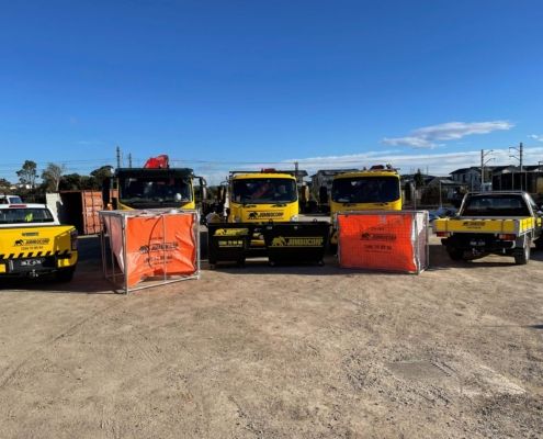 line up of trucks and skip bins and. bags jumbocorp