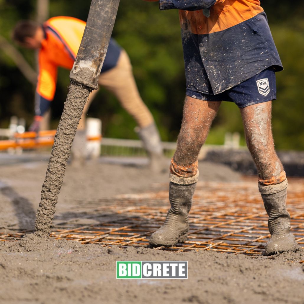 bidcrete concrete pour workers on site