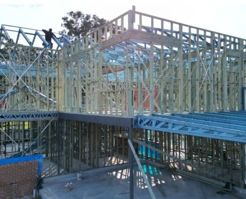 ABC frames and trusses timber frame with workers