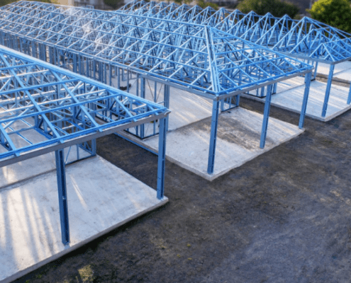 Newsletter Banner hardcore steel two steel frames on concrete slabs