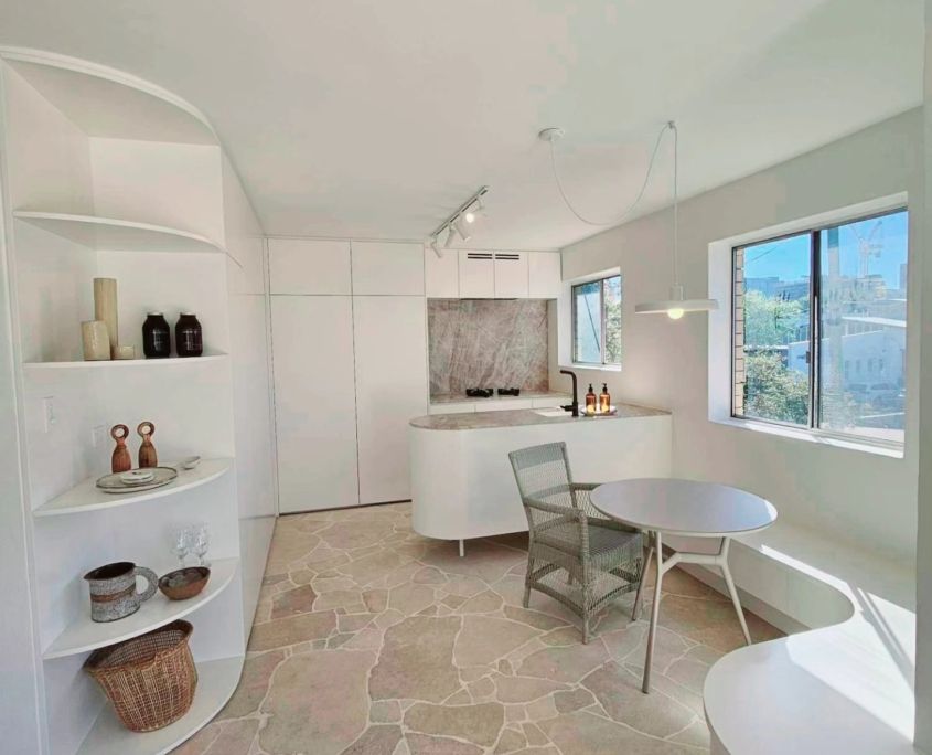 tailored interiors modern stone and white kitchen