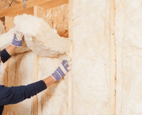 Insulation man installing in mask