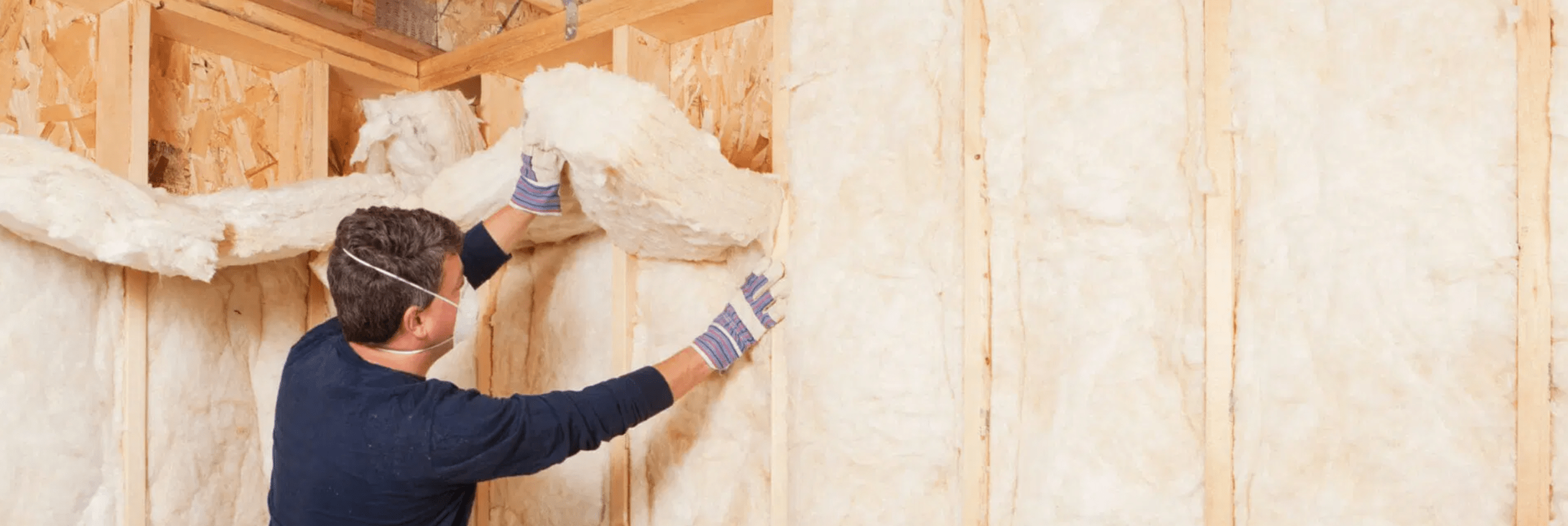 Insulation man installing in mask